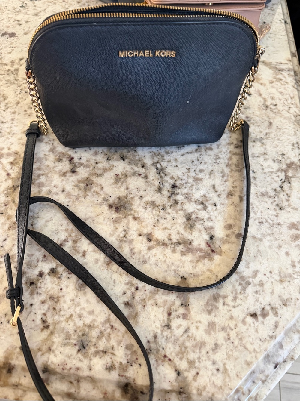 Michael Kors Black Crossbody with Gold Chain Accents